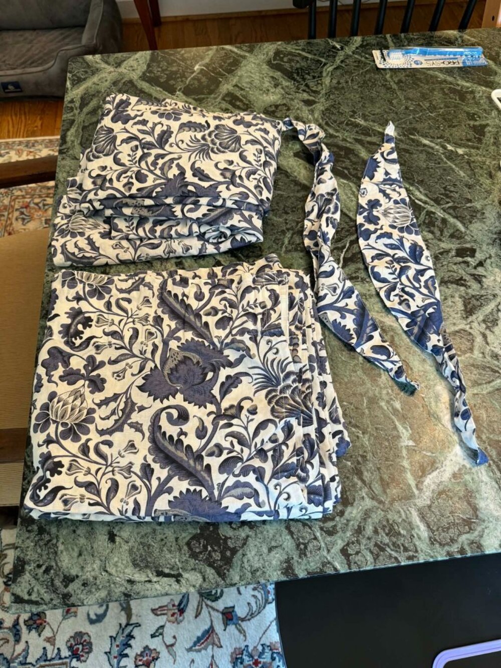 2 Pair of Ikea Emmie Kvist Curtain Panels Blue Gray White Floral 56x98 Cotton